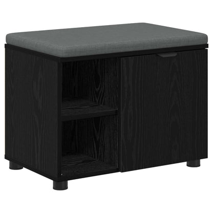 vidaXL Hall Bench Black Oak 60 x 38 x 46 cm Engineered Wood and Fabric