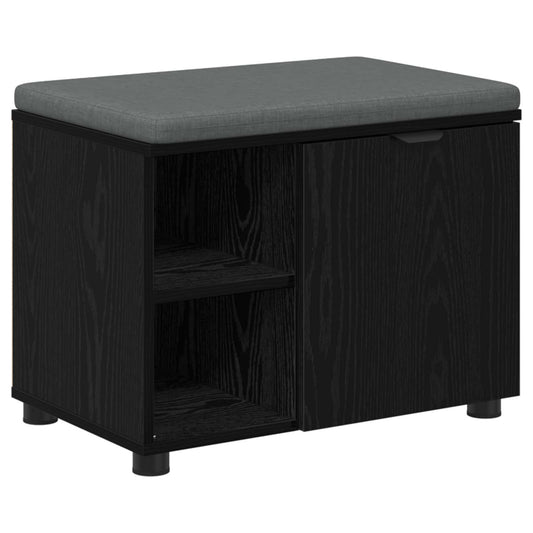 vidaXL Hall Bench Black Oak 60 x 38 x 46 cm Engineered Wood and Fabric
