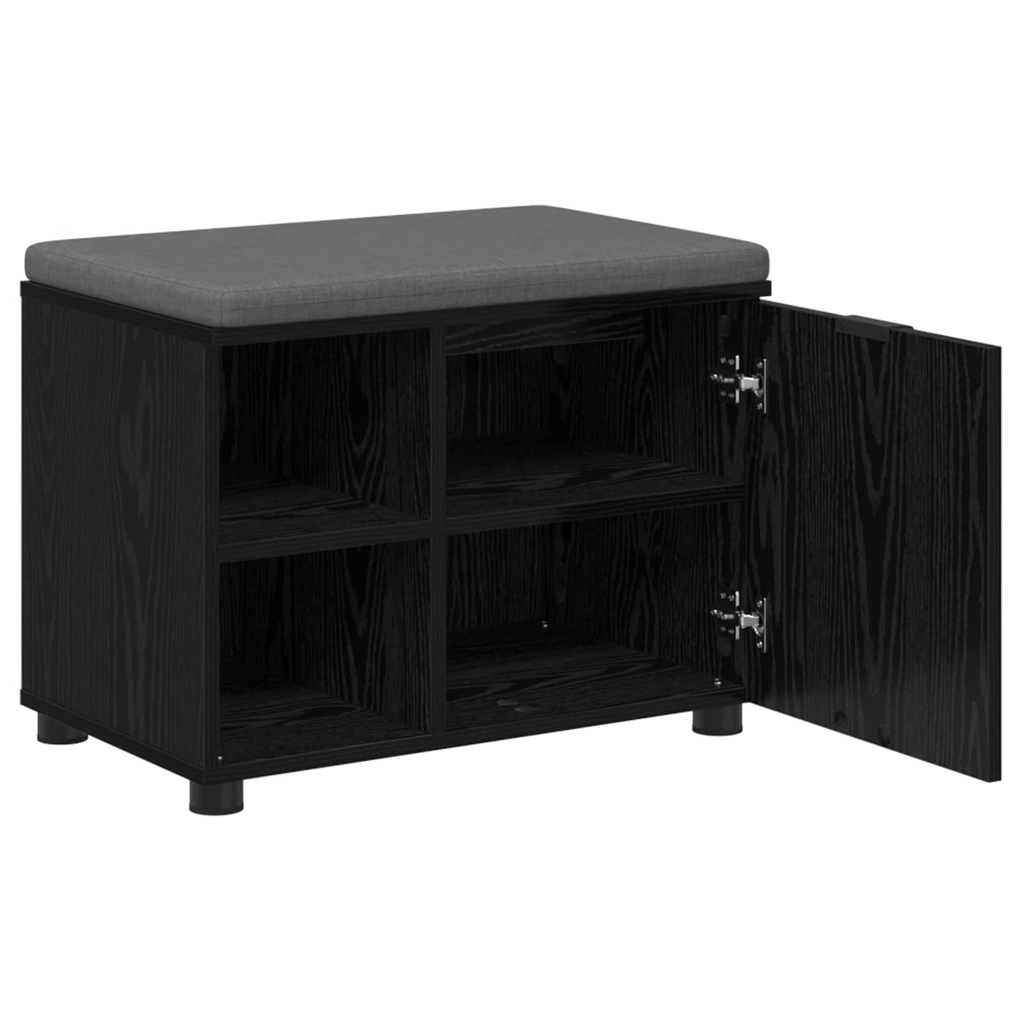 vidaXL Hall Bench Black Oak 60 x 38 x 46 cm Engineered Wood and Fabric
