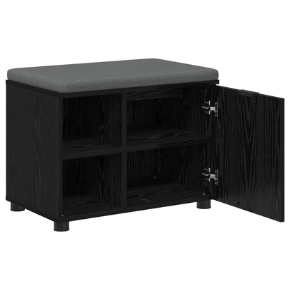 vidaXL Hall Bench Black Oak 60 x 38 x 46 cm Engineered Wood and Fabric