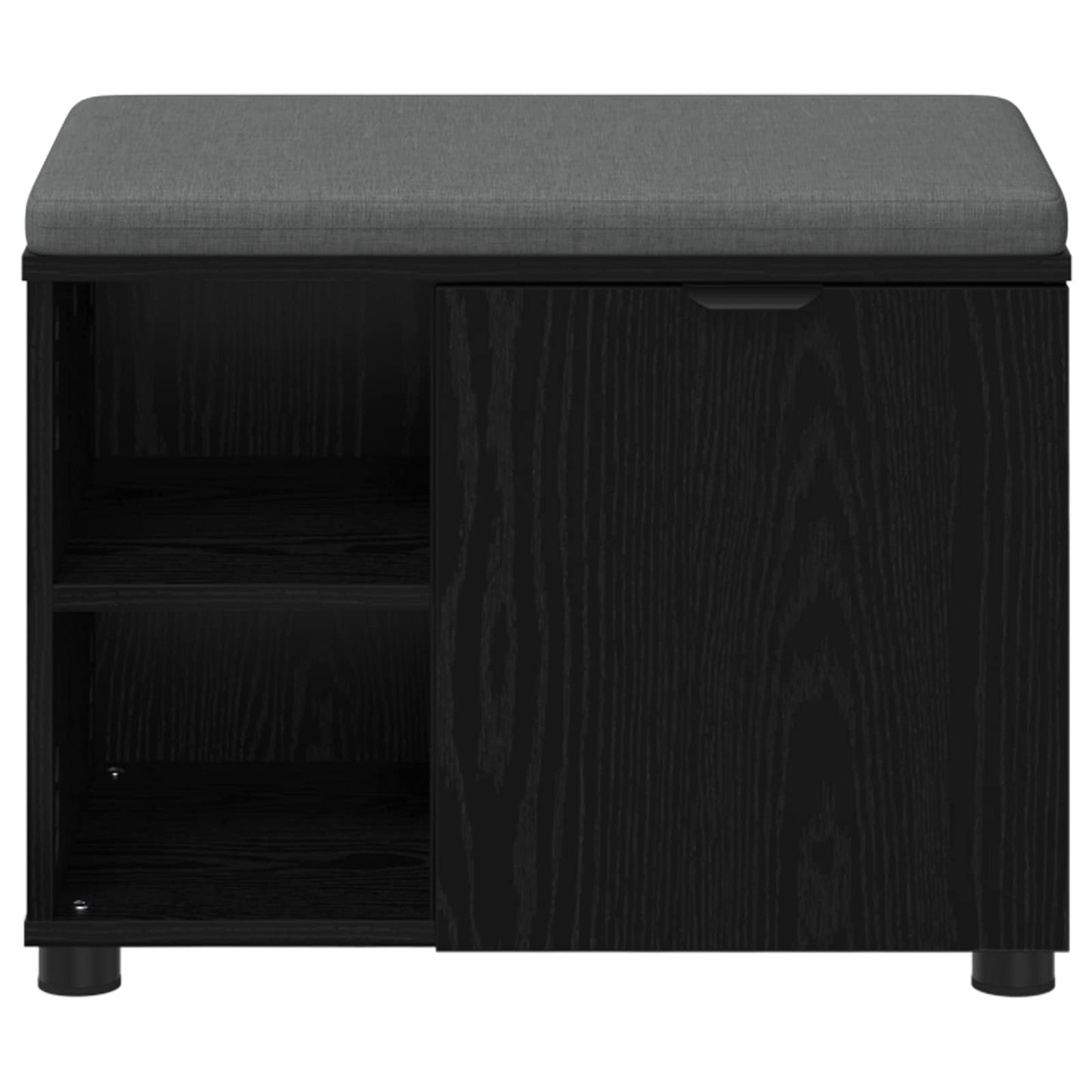 vidaXL Hall Bench Black Oak 60 x 38 x 46 cm Engineered Wood and Fabric