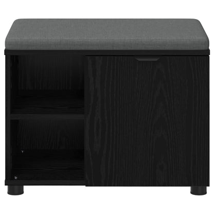 vidaXL Hall Bench Black Oak 60 x 38 x 46 cm Engineered Wood and Fabric
