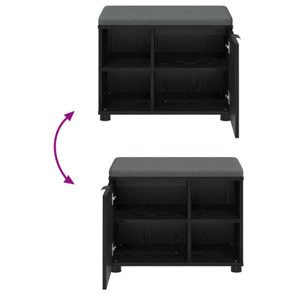 vidaXL Hall Bench Black Oak 60 x 38 x 46 cm Engineered Wood and Fabric