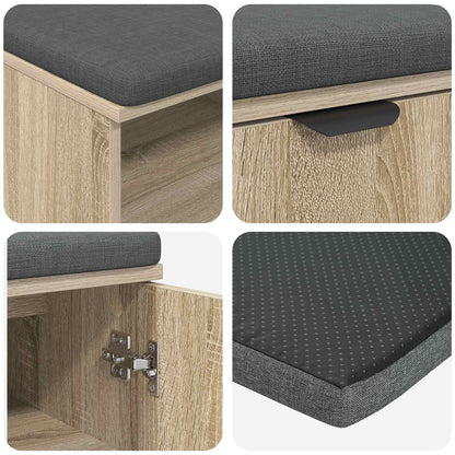 vidaXL Hall Bench with Cushion with Shelf Sonoma Oak 60 x 38 x 46 cm