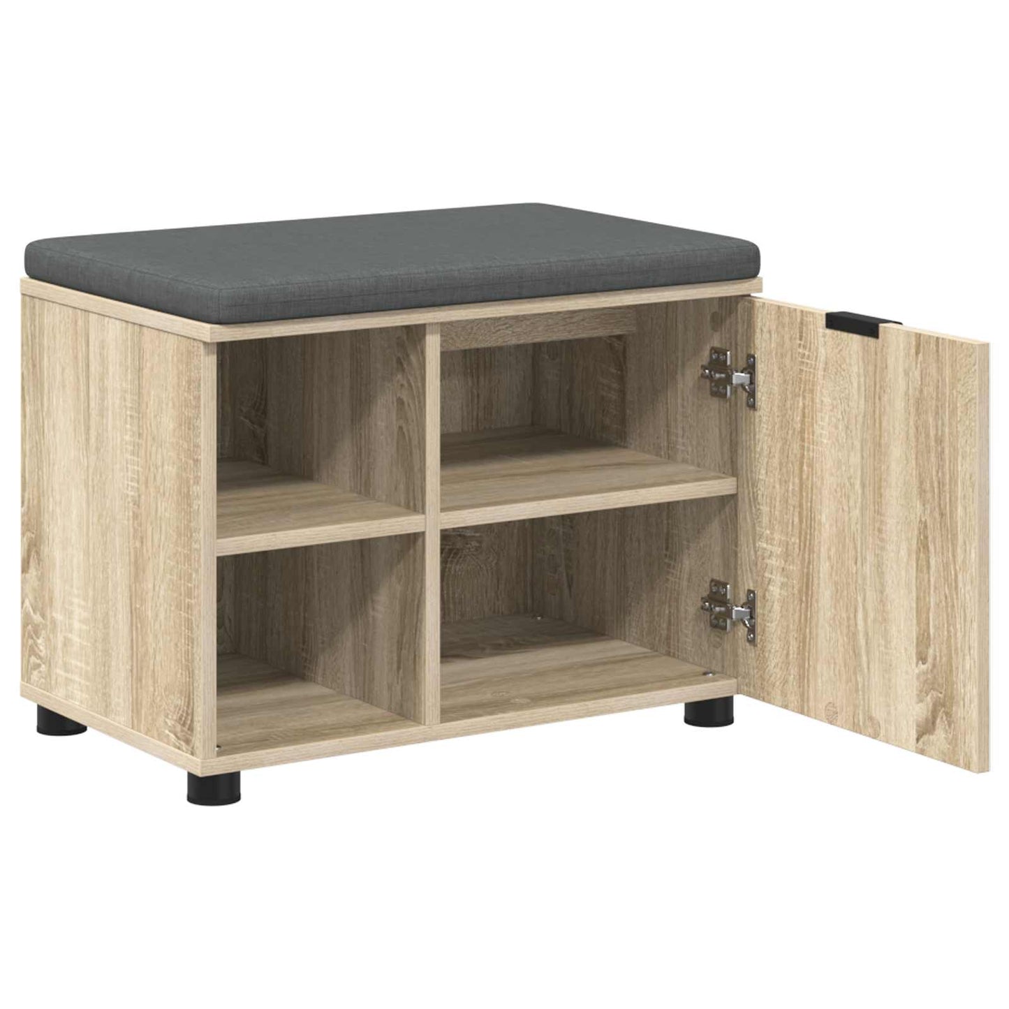 vidaXL Hall Bench with Cushion with Shelf Sonoma Oak 60 x 38 x 46 cm