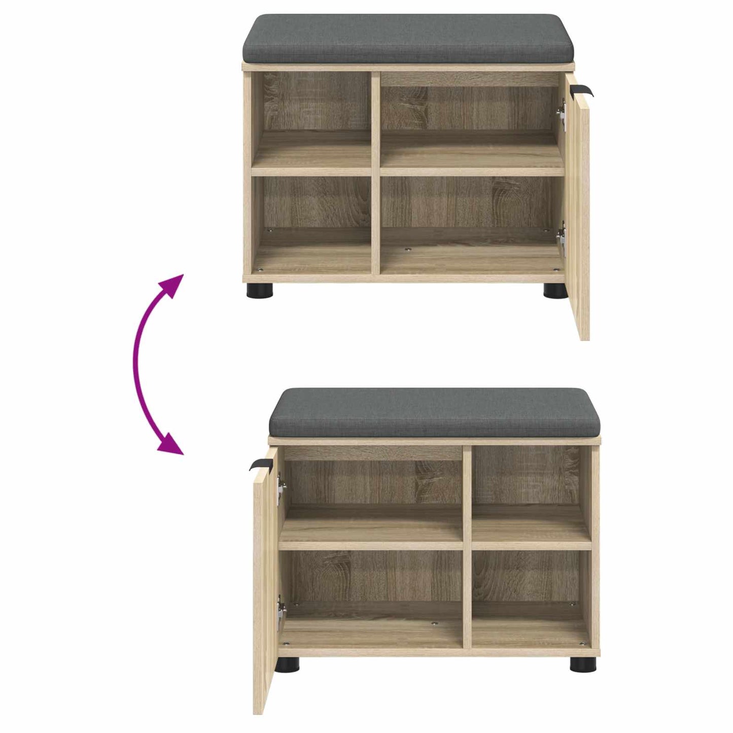vidaXL Hall Bench with Cushion with Shelf Sonoma Oak 60 x 38 x 46 cm