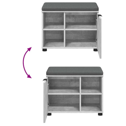 vidaXL Hall Bench with Cushion with Door Concrete Grey 60 x 38 x 46 cm