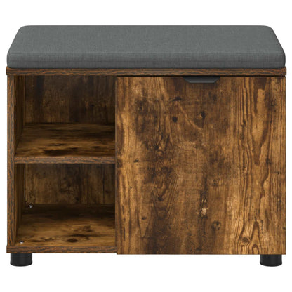 vidaXL Hall Bench with Cushion with Shelf Smoked Oak 60 x 38 x 46 cm