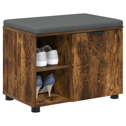 vidaXL Hall Bench with Cushion with Shelf Smoked Oak 60 x 38 x 46 cm