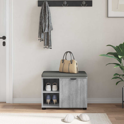 vidaXL Hall Bench with Cushion with Shelf Grey Sonoma 60 x 38 x 46 cm