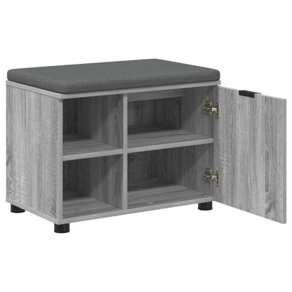 vidaXL Hall Bench with Cushion with Shelf Grey Sonoma 60 x 38 x 46 cm