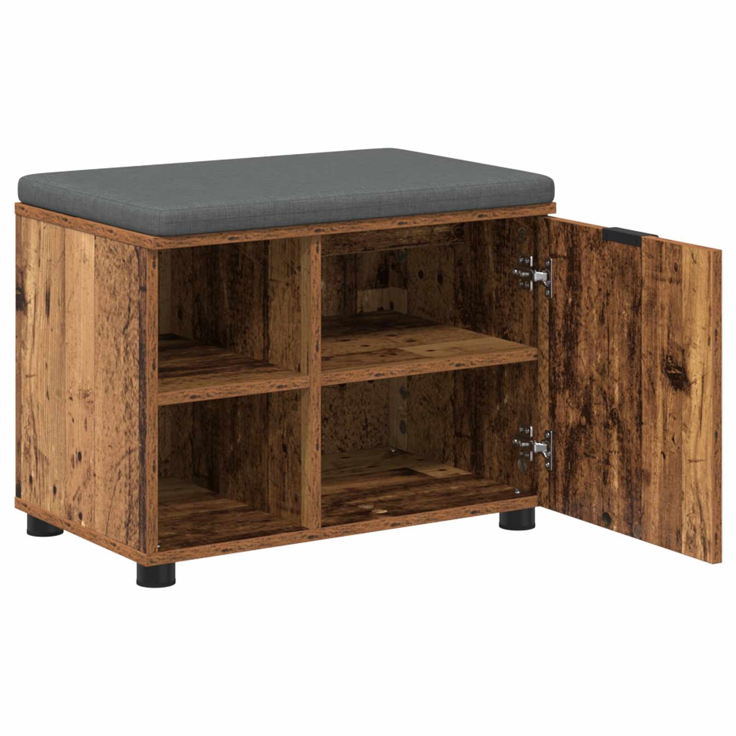vidaXL Hall Bench Old Wood 60 x 38 x 46 cm Engineered Wood and Fabric