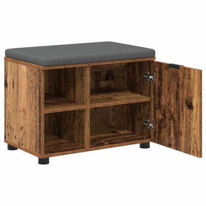 vidaXL Hall Bench Old Wood 60 x 38 x 46 cm Engineered Wood and Fabric