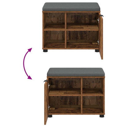 vidaXL Hall Bench Old Wood 60 x 38 x 46 cm Engineered Wood and Fabric