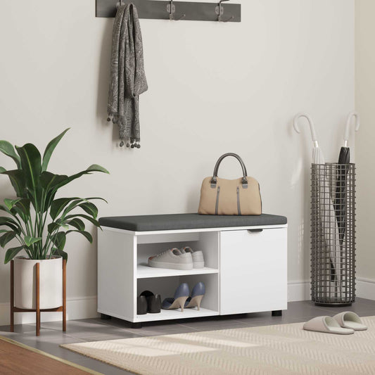vidaXL Hall Bench White 80 x 38 x 46 cm Engineered Wood and Fabric