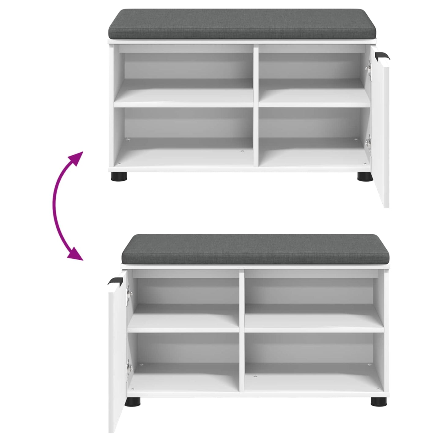 vidaXL Hall Bench White 80 x 38 x 46 cm Engineered Wood and Fabric