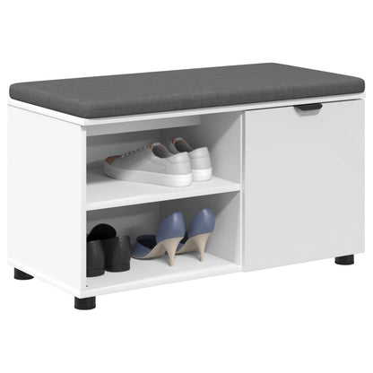 vidaXL Hall Bench White 80 x 38 x 46 cm Engineered Wood and Fabric