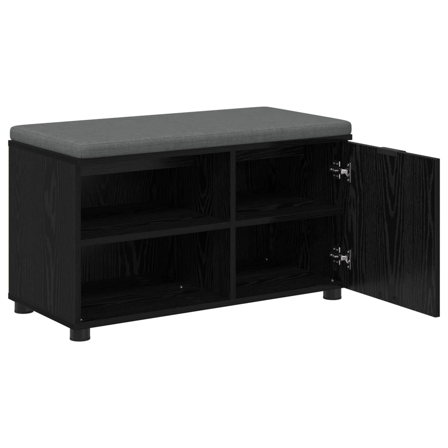 vidaXL Hall Bench Black Oak 80 x 38 x 46 cm Engineered Wood and Fabric