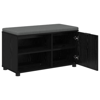 vidaXL Hall Bench Black Oak 80 x 38 x 46 cm Engineered Wood and Fabric