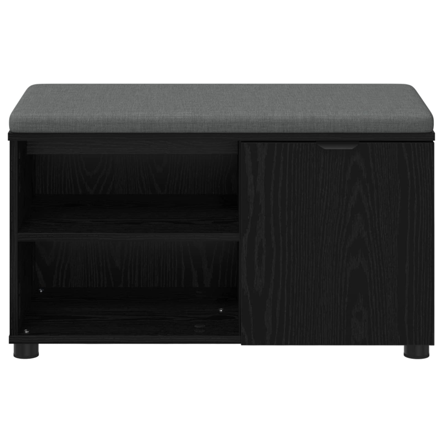 vidaXL Hall Bench Black Oak 80 x 38 x 46 cm Engineered Wood and Fabric