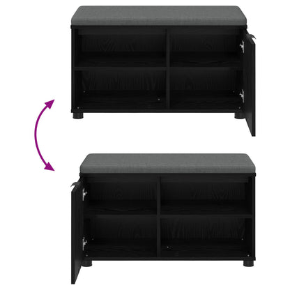 vidaXL Hall Bench Black Oak 80 x 38 x 46 cm Engineered Wood and Fabric