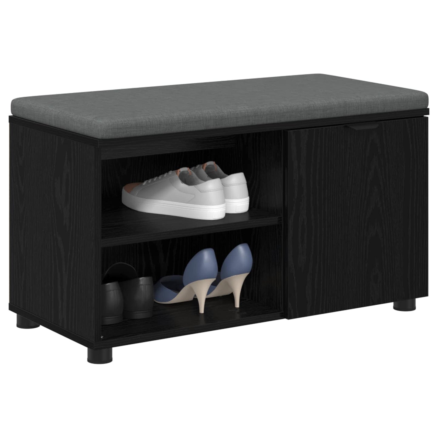 vidaXL Hall Bench Black Oak 80 x 38 x 46 cm Engineered Wood and Fabric