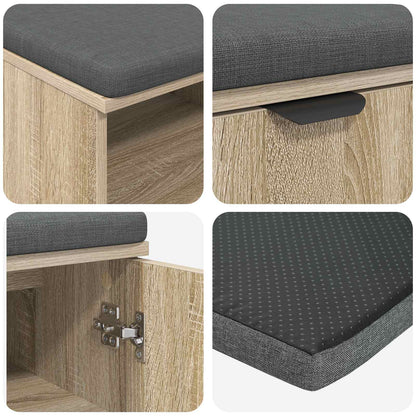 vidaXL Hall Bench with Cushion with Shelf Sonoma Oak 80 x 38 x 46 cm
