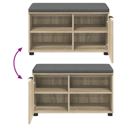 vidaXL Hall Bench with Cushion with Shelf Sonoma Oak 80 x 38 x 46 cm