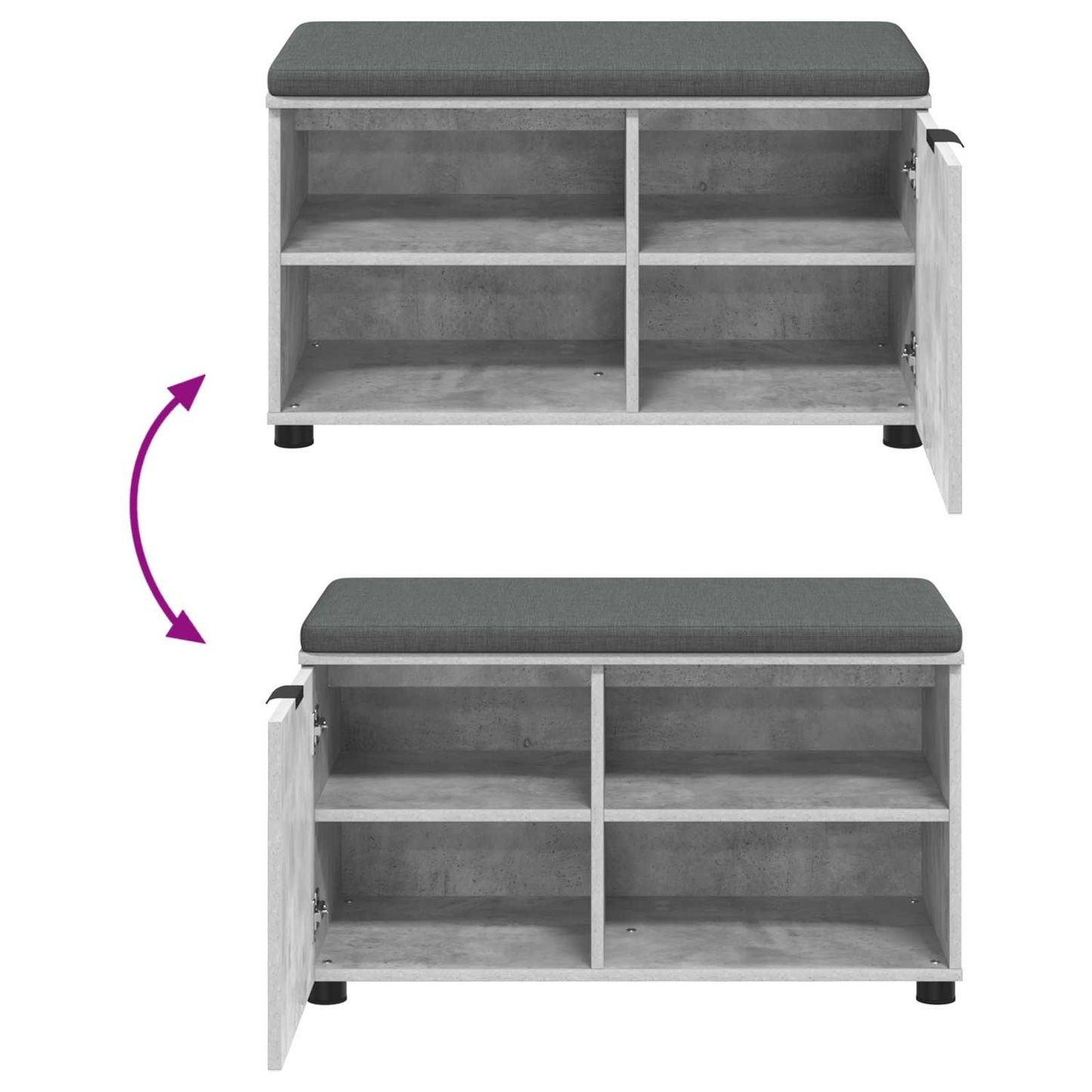 vidaXL Hall Bench with Cushion with Door Concrete Grey 80 x 38 x 46 cm