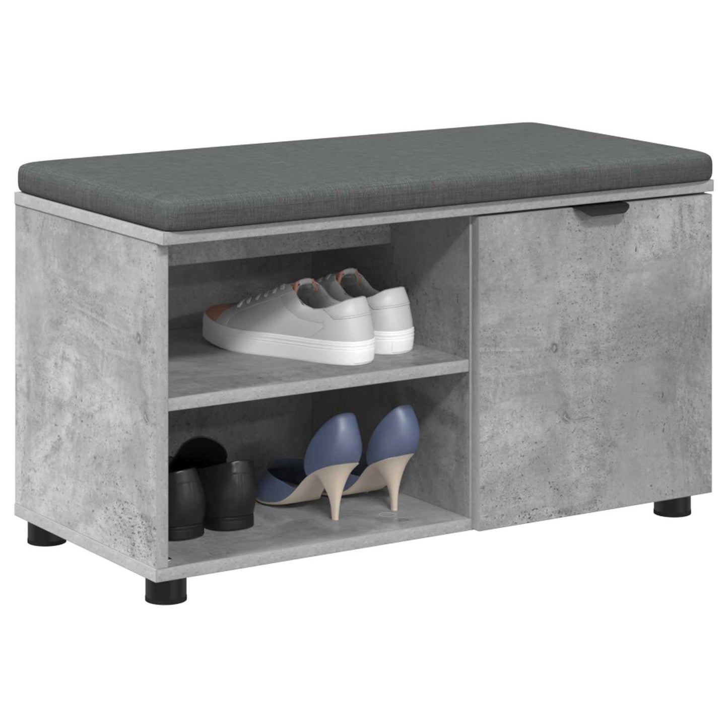 vidaXL Hall Bench with Cushion with Door Concrete Grey 80 x 38 x 46 cm