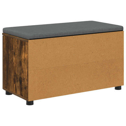 vidaXL Hall Bench with Cushion with Shelf Smoked Oak 80 x 38 x 46 cm