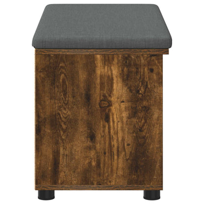 vidaXL Hall Bench with Cushion with Shelf Smoked Oak 80 x 38 x 46 cm