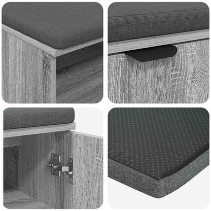 vidaXL Hall Bench with Cushion with Shelf Grey Sonoma 80 x 38 x 46 cm
