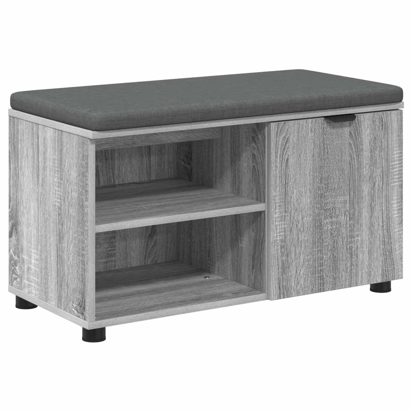 vidaXL Hall Bench with Cushion with Shelf Grey Sonoma 80 x 38 x 46 cm