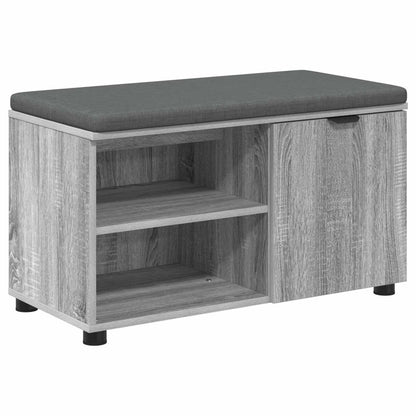 vidaXL Hall Bench with Cushion with Shelf Grey Sonoma 80 x 38 x 46 cm