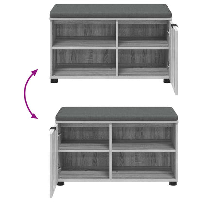 vidaXL Hall Bench with Cushion with Shelf Grey Sonoma 80 x 38 x 46 cm