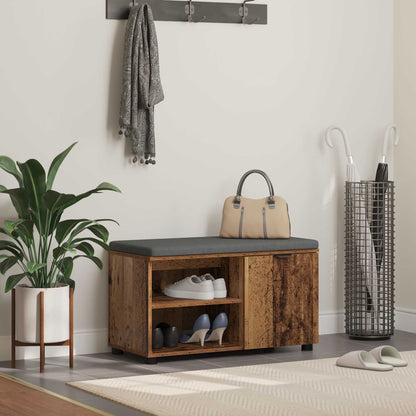 vidaXL Hall Bench Old Wood 80 x 38 x 46 cm Engineered Wood and Fabric