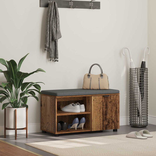 vidaXL Hall Bench Old Wood 80 x 38 x 46 cm Engineered Wood and Fabric