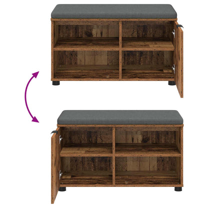 vidaXL Hall Bench Old Wood 80 x 38 x 46 cm Engineered Wood and Fabric