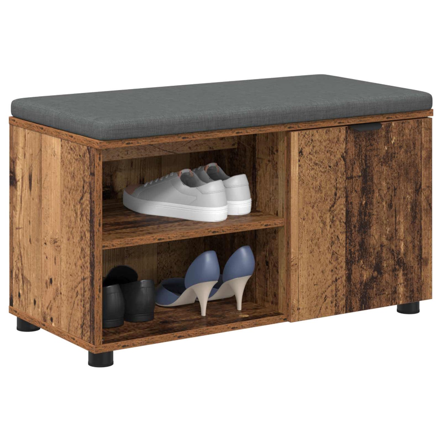 vidaXL Hall Bench Old Wood 80 x 38 x 46 cm Engineered Wood and Fabric