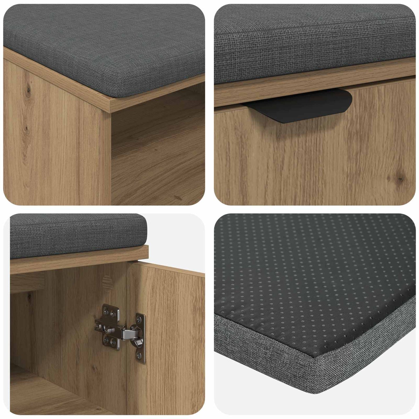 vidaXL Hall Bench Artisan Oak 80 x 38 x 46 cm