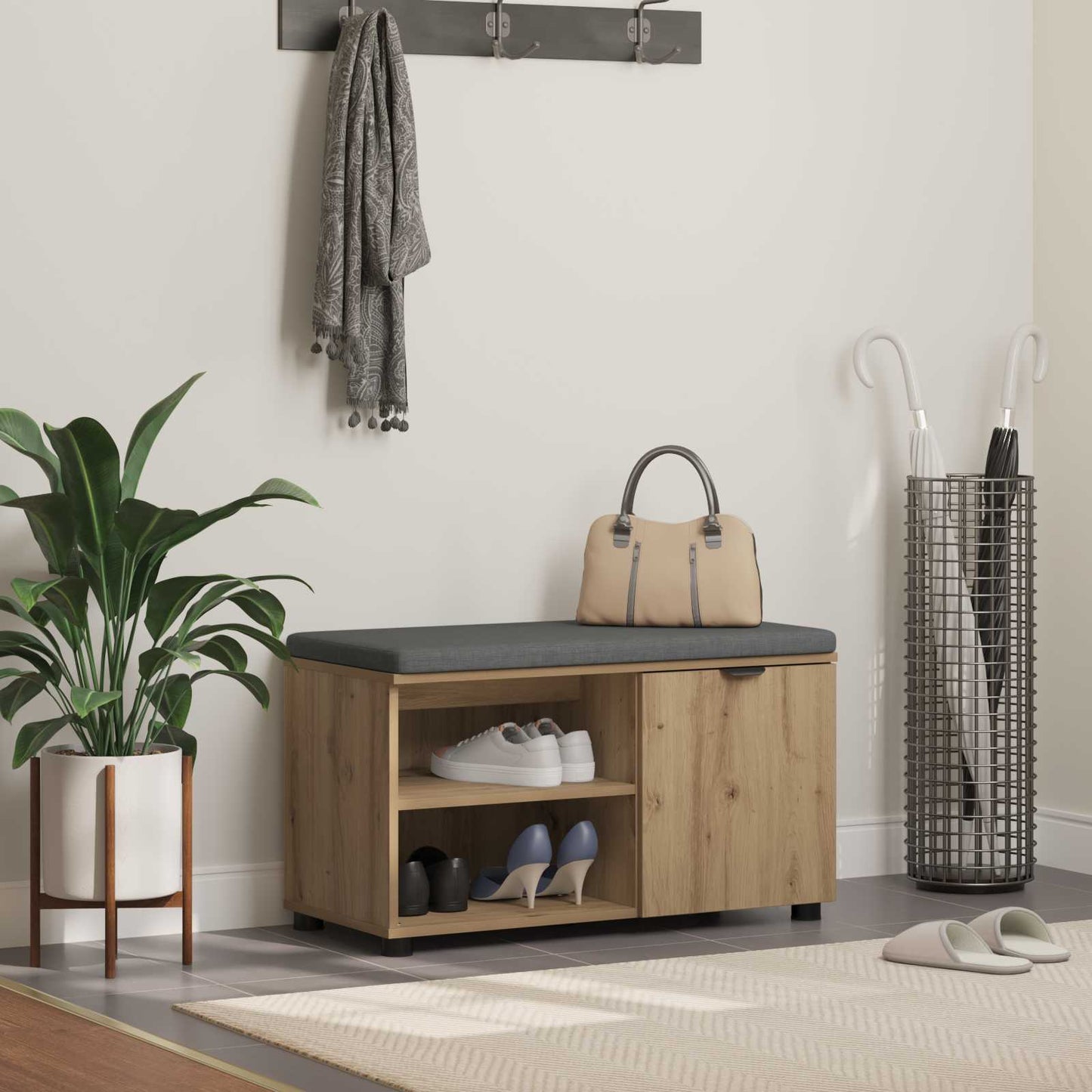 vidaXL Hall Bench Artisan Oak 80 x 38 x 46 cm