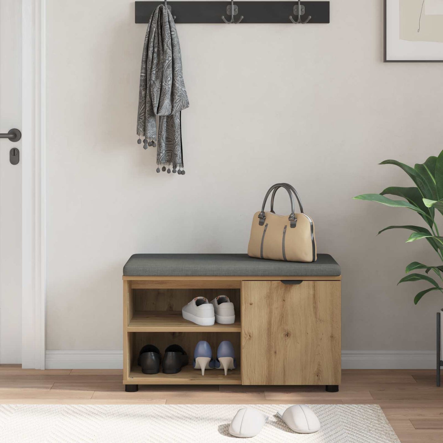 vidaXL Hall Bench Artisan Oak 80 x 38 x 46 cm