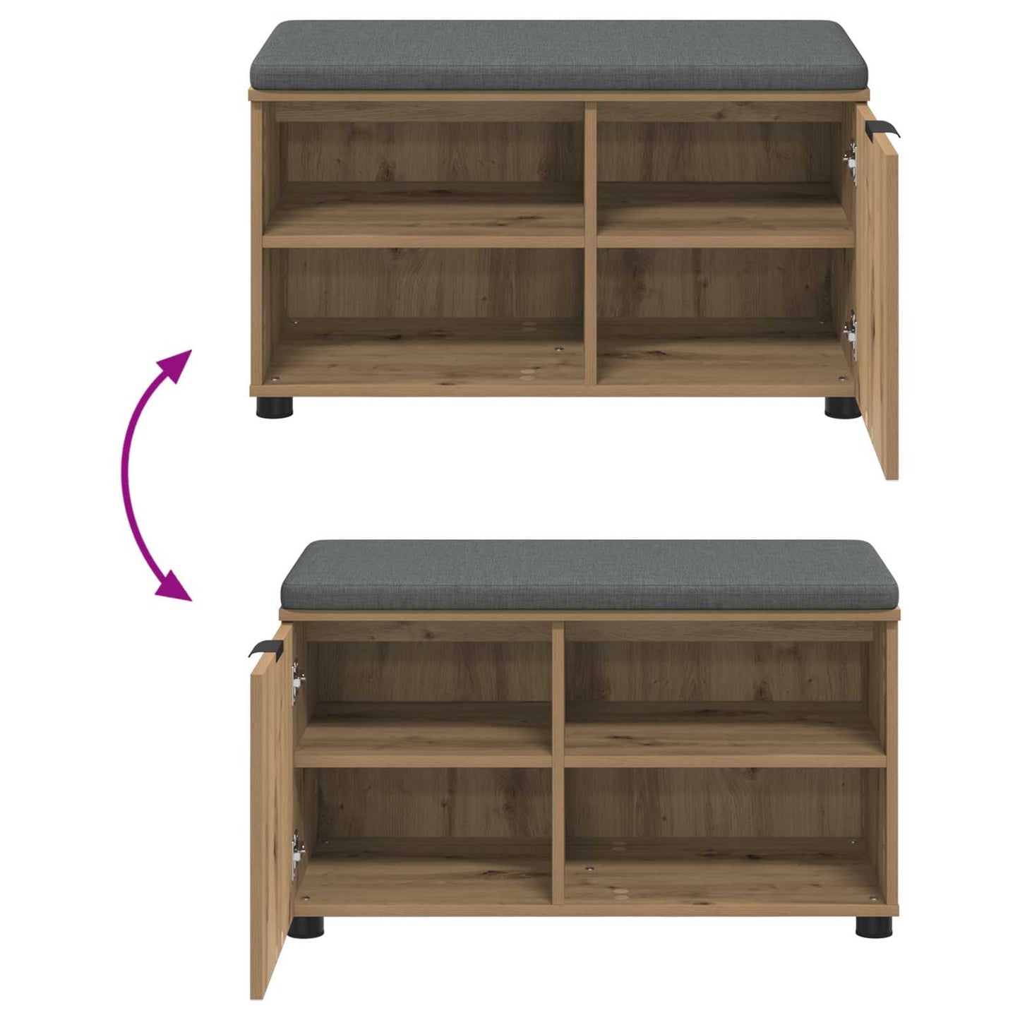 vidaXL Hall Bench Artisan Oak 80 x 38 x 46 cm