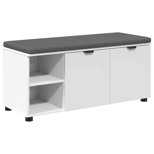 vidaXL Hall Bench White 100 x 38 x 46 cm Engineered Wood and Fabric