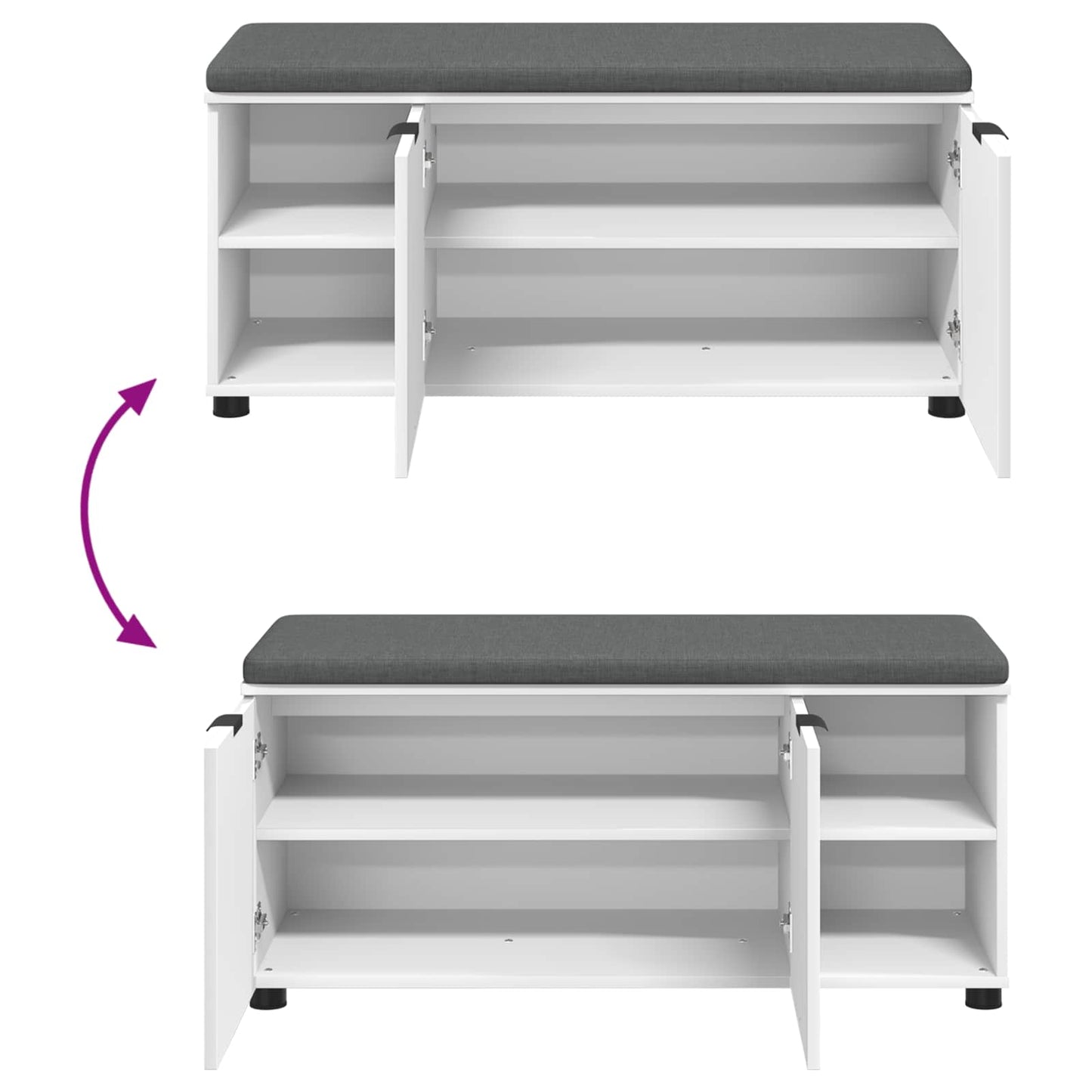 vidaXL Hall Bench White 100 x 38 x 46 cm Engineered Wood and Fabric