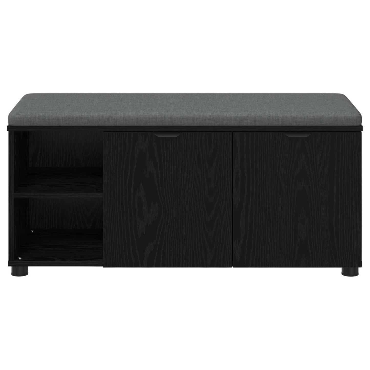 vidaXL Hall Bench with Cushion with Shelf Black Oak 100 x 38 x 46 cm