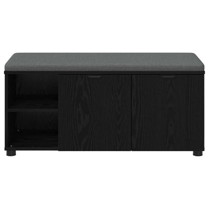 vidaXL Hall Bench with Cushion with Shelf Black Oak 100 x 38 x 46 cm