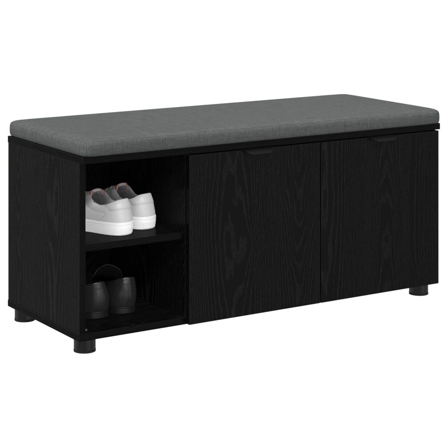 vidaXL Hall Bench with Cushion with Shelf Black Oak 100 x 38 x 46 cm