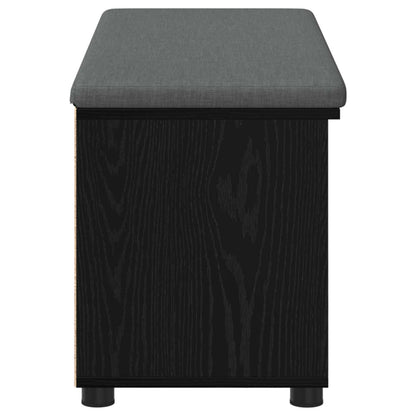 vidaXL Hall Bench with Cushion with Shelf Black Oak 100 x 38 x 46 cm